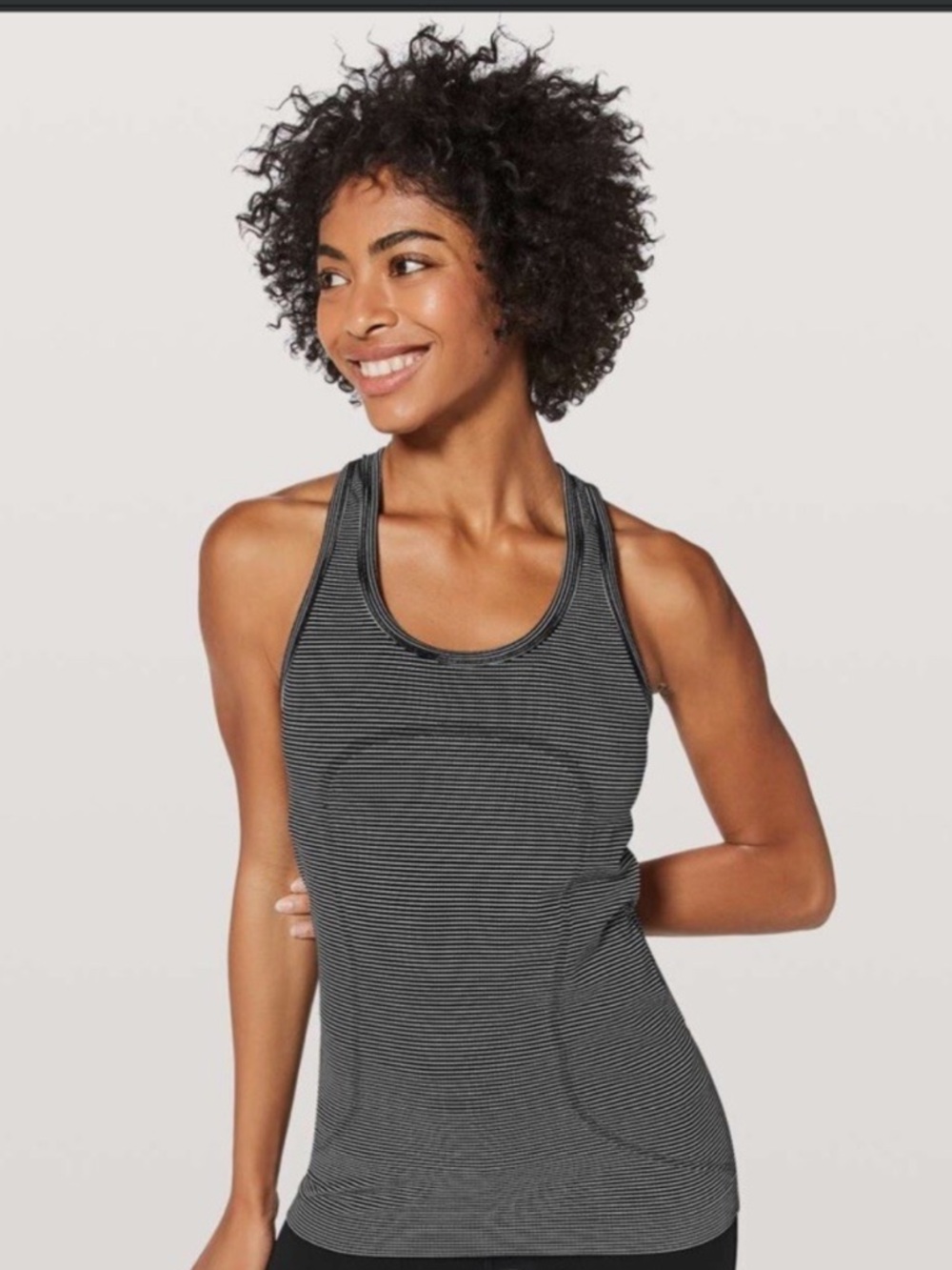 lululemon athletica Black and White Striped Racerback Tank